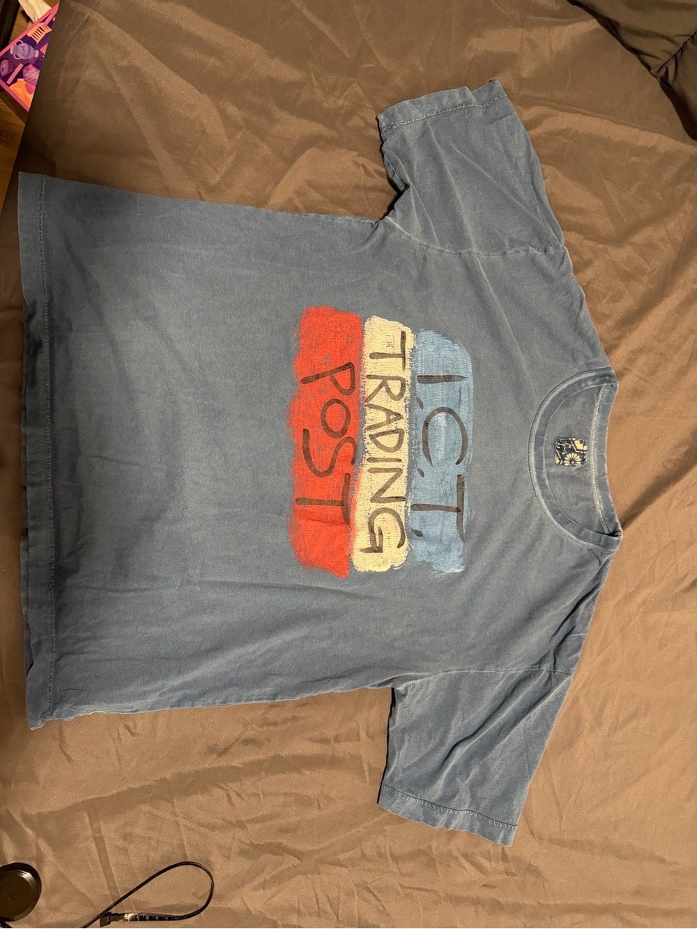 Visvim Blue Graphic Tee with Red & Cream Accents
